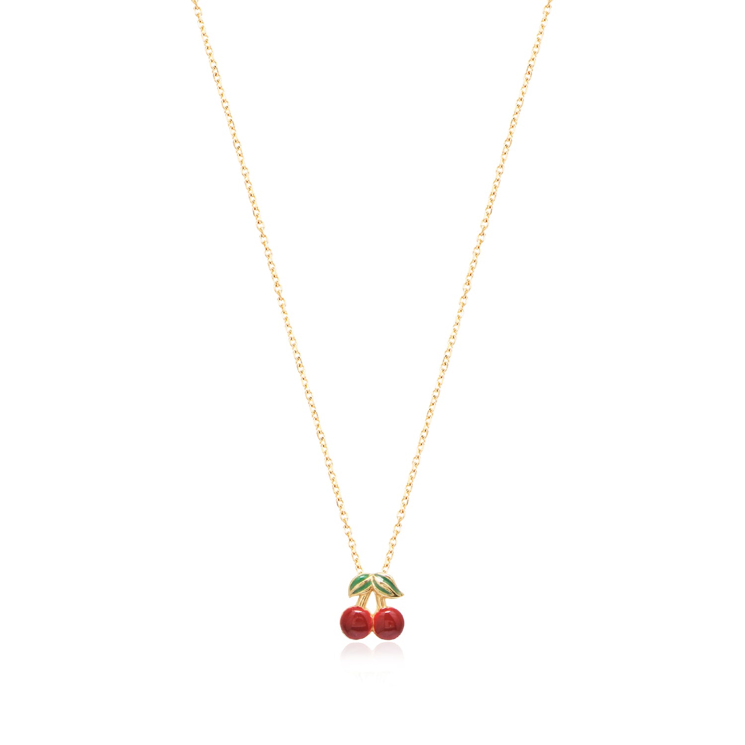 Enamel Cherry Necklace - Glamie Jewelry