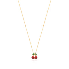 Enamel Cherry Necklace - Glamie Jewelry