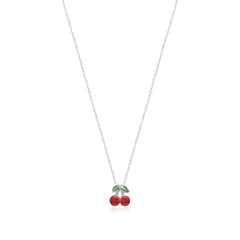 Enamel Cherry Necklace - Glamie Jewelry