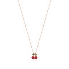 Enamel Cherry Necklace - Glamie Jewelry