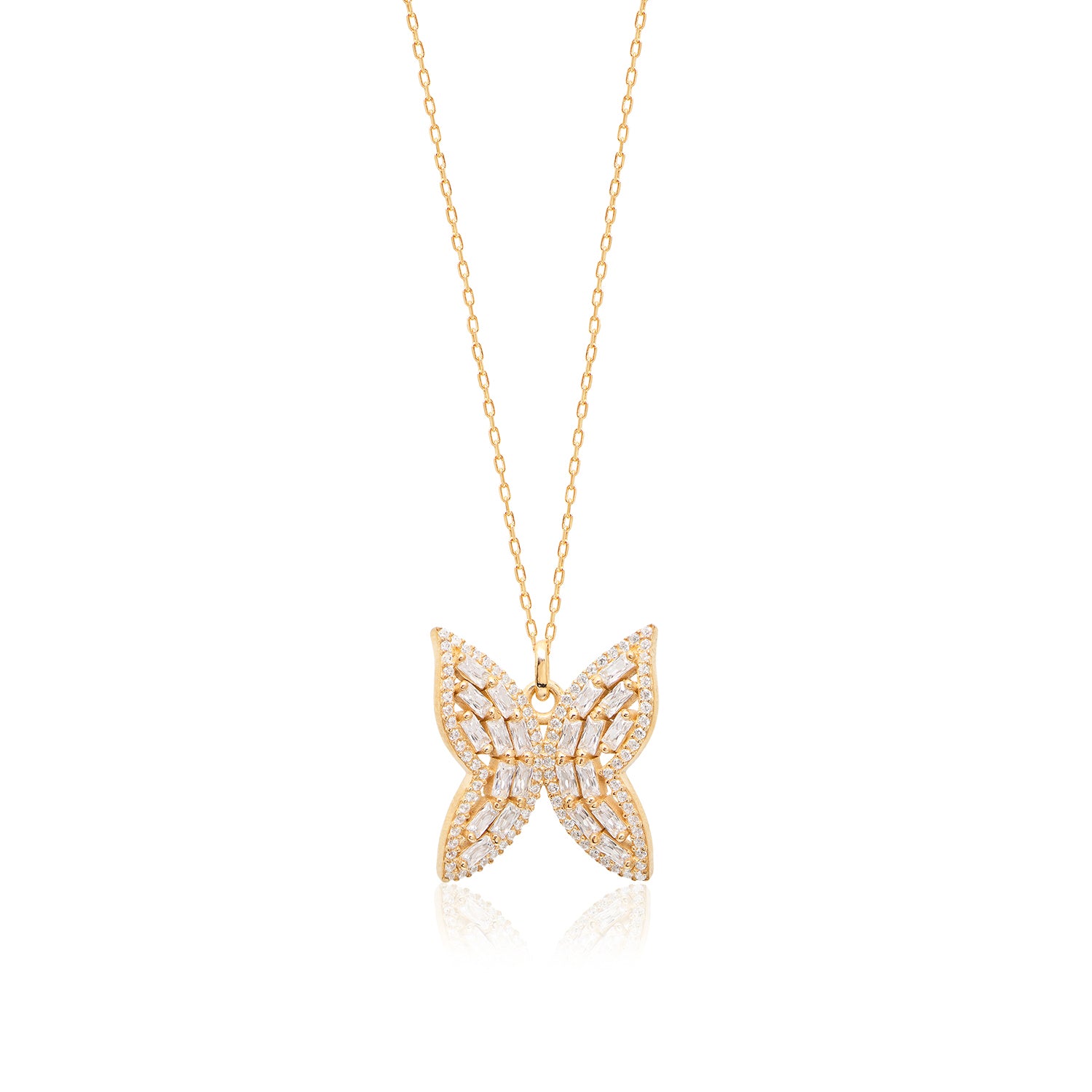 Baguette Stone Butterfly Necklace - Glamie Jewelry