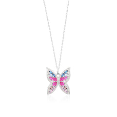 Colorful Baguette Stone Butterfly Necklace - Glamie Jewelry