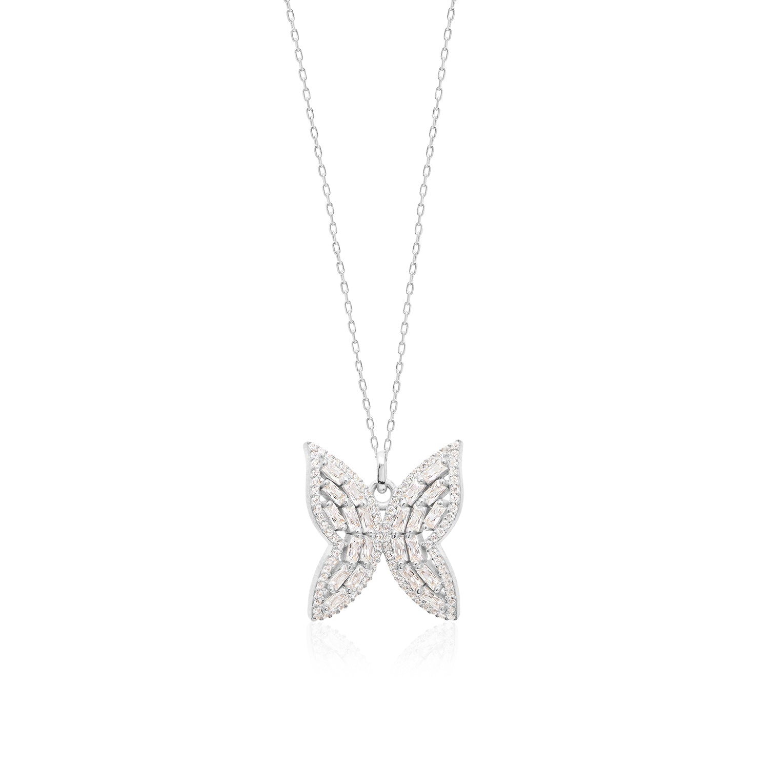 Baguette Stone Butterfly Necklace - Glamie Jewelry