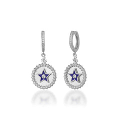 Dangle Enamel Star Earrings With Stones - Glamie Jewelry