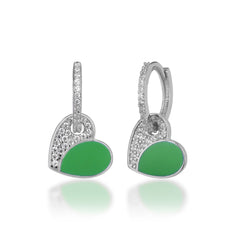 Dangle Enamel Heart Earrings With Stones - Glamie Jewelry