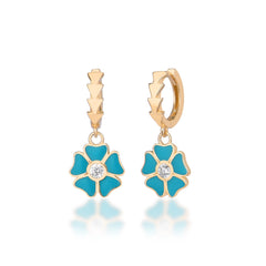 Enamel Dangle Flower Earrings - Glamie Jewelry