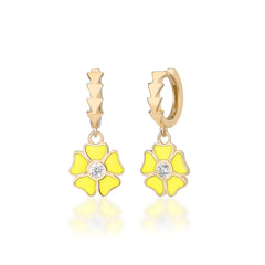 Enamel Dangle Flower Earrings - Glamie Jewelry