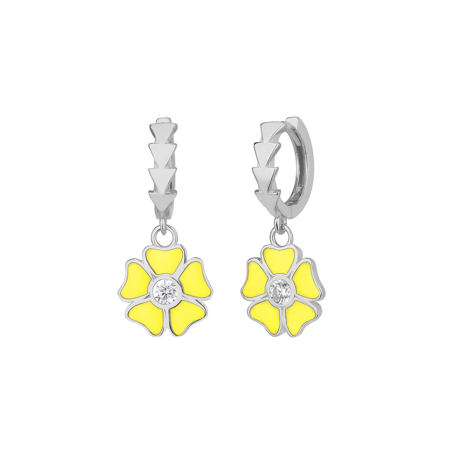 Enamel Dangle Flower Earrings - Glamie Jewelry