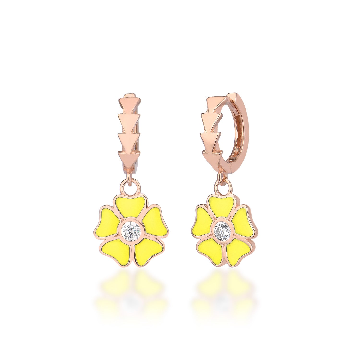 Enamel Dangle Flower Earrings - Glamie Jewelry