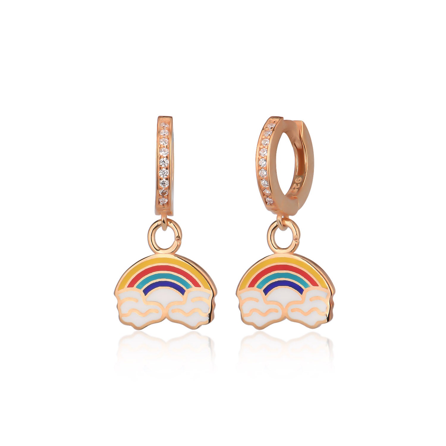 Enamel Dangle Rainbow Earrings - Glamie Jewelry