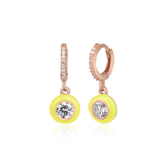 Dangle Enamel Earrings With Stones - Glamie Jewelry