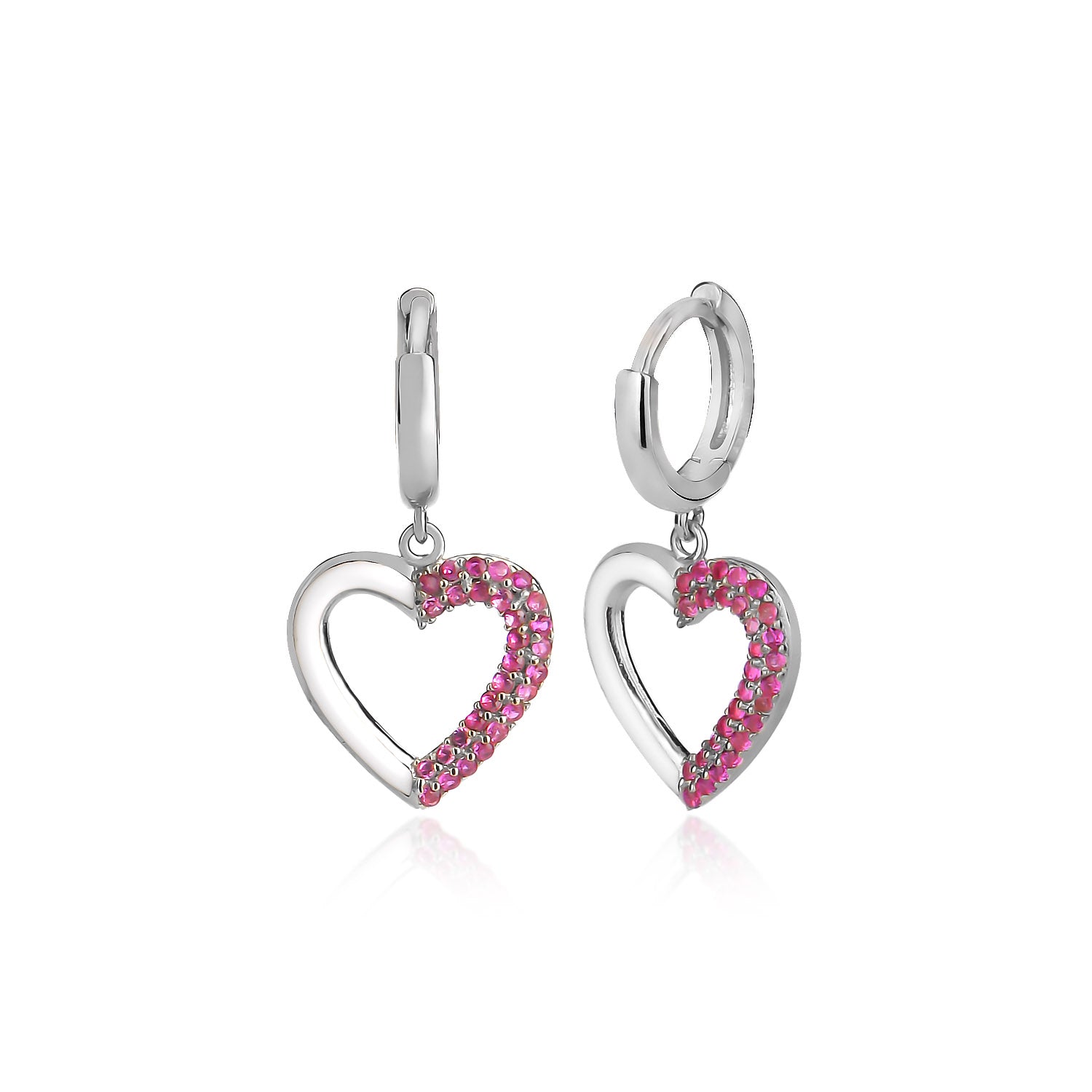 Half Enamel Half Pink Stone Earring - Glamie Jewelry