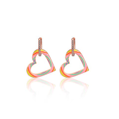 Rainbow Enamel Heart Earring - Glamie Jewelry