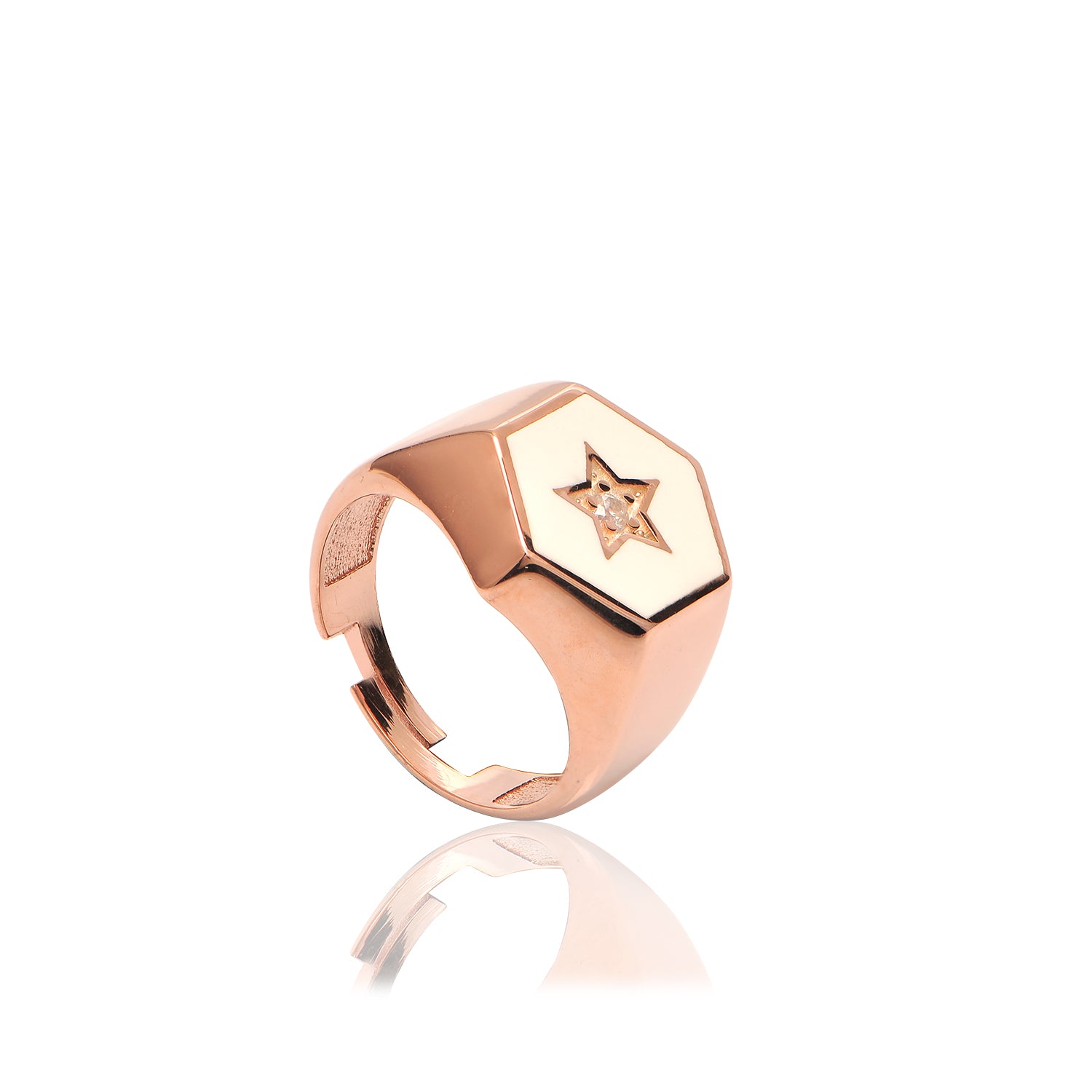 White Enamel Star Ring - Glamie Jewelry