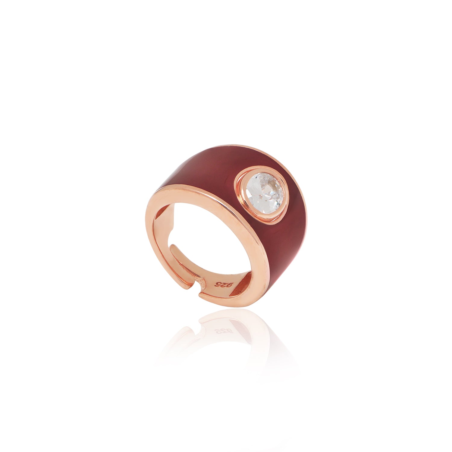 Dark Red Enamel Ring - Glamie Jewelry