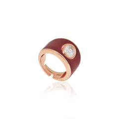 Dark Red Enamel Ring - Glamie Jewelry