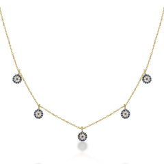 Five Evil Eye Necklace - Glamie Jewelry